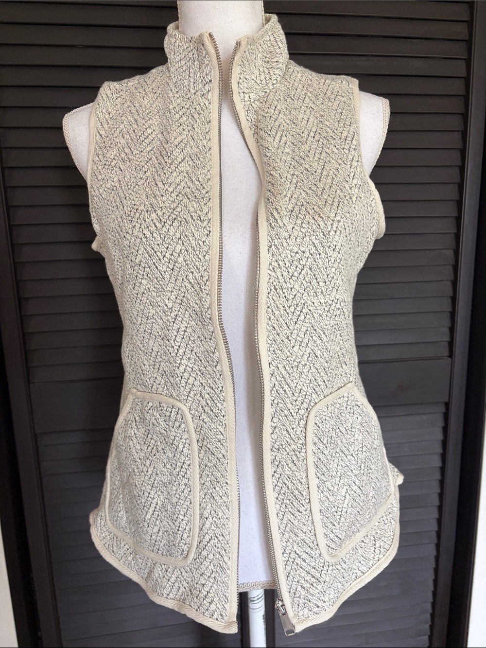Maurices Cream Textured Zip-Front Vest